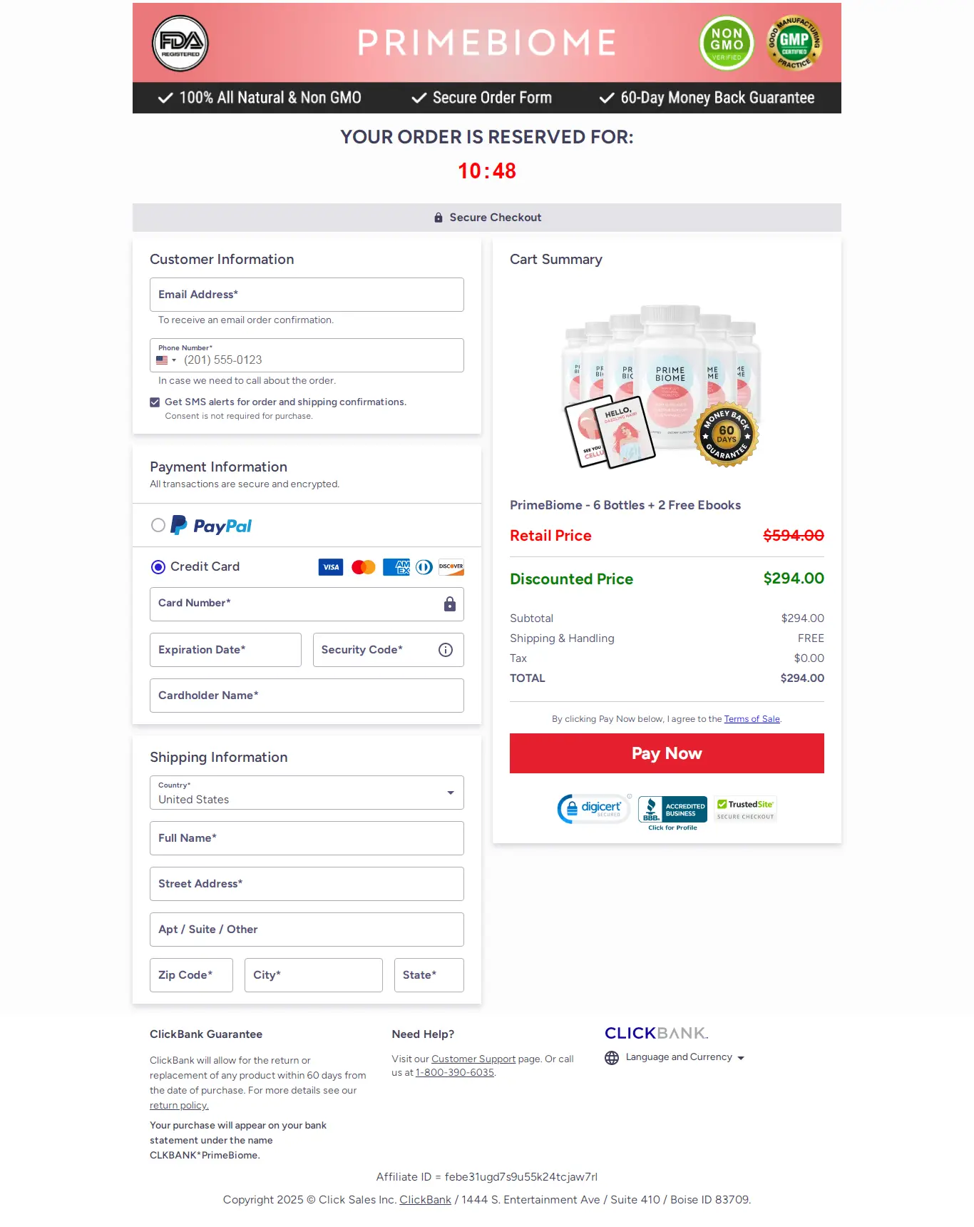 Primebiome official checkout page